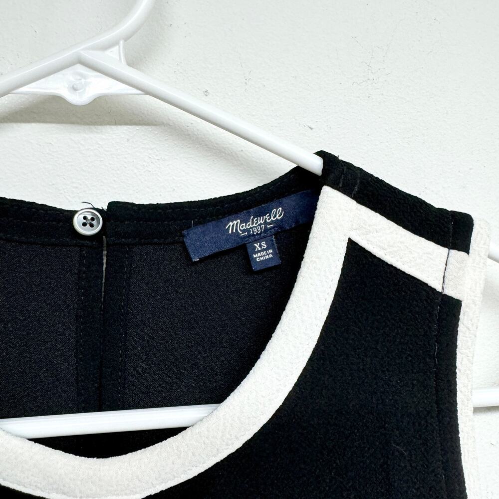 MADEWELL Women Black Crepe Canal Piped White Trim Tank Top Size XS - Picture 3 of 4